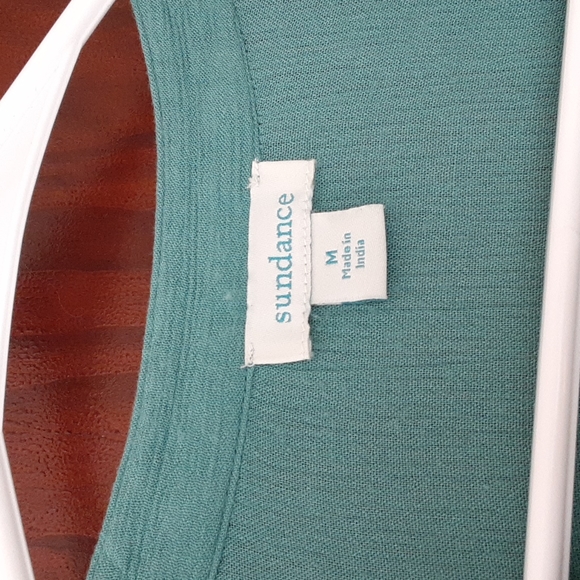 Sundance sz M pit 19 inches maxi dress with embroidery sea foam green color - Picture 2 of 11